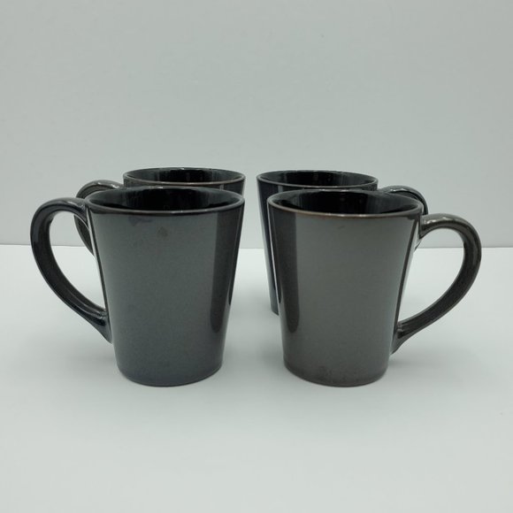 Pfaltzgraff Aria Gray Mugs Dark Slate Grey Large Handled Coffee Cups - Picture 2 of 9